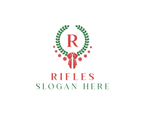 Holiday Ribbon Wreath logo design