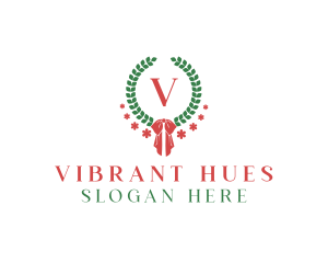 Holiday Ribbon Wreath logo design