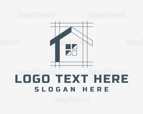 Minimalist House Blueprint Logo