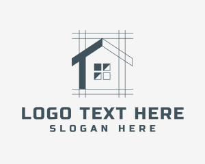 Renovation - Minimalist House Blueprint logo design