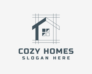Housing - Minimalist House Blueprint logo design