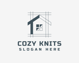 Minimalist House Blueprint logo design