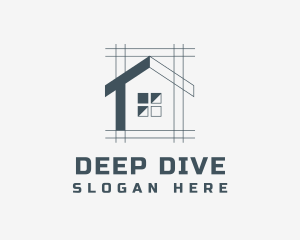 Minimalist House Blueprint logo design