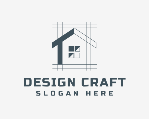 Minimalist House Blueprint logo design