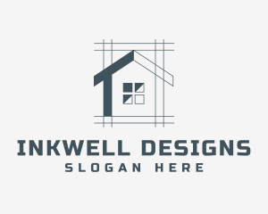 Blueprint - Minimalist House Blueprint logo design