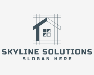 Minimalist House Blueprint logo design