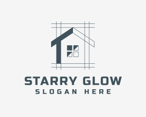 Minimalist House Blueprint logo design