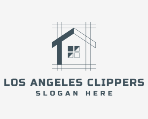 Minimalist House Blueprint logo design