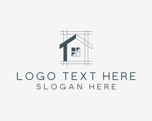 Minimalist House Blueprint logo design