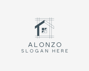 Minimalist House Blueprint logo design