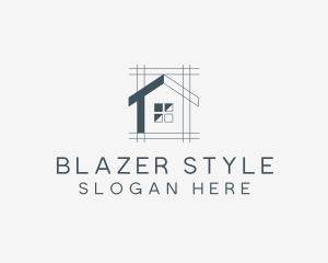 Minimalist House Blueprint logo design