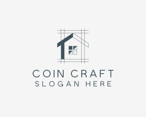 Minimalist House Blueprint logo design