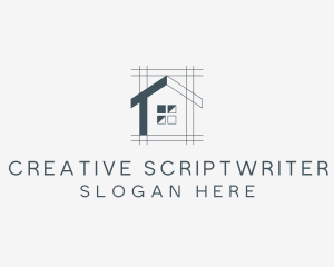 Minimalist House Blueprint logo design