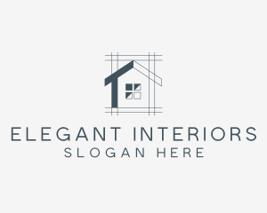 Minimalist House Blueprint logo design