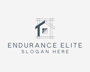 Minimalist House Blueprint logo design