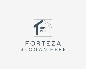 Minimalist House Blueprint logo design