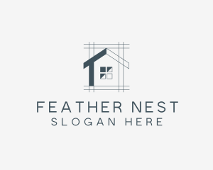 Minimalist House Blueprint logo design