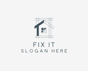 Minimalist House Blueprint logo design