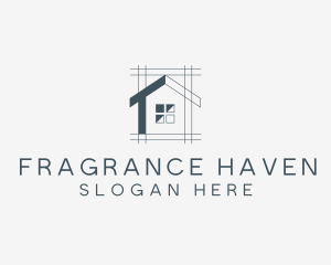 Minimalist House Blueprint logo design