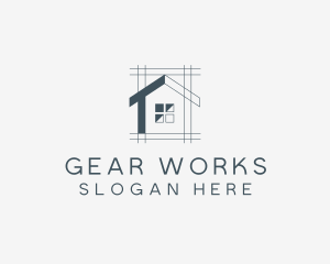 Minimalist House Blueprint logo design