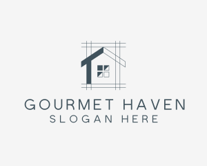 Minimalist House Blueprint logo design