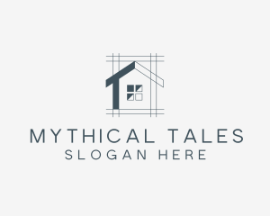 Minimalist House Blueprint logo design