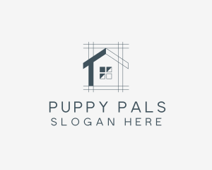 Minimalist House Blueprint logo design