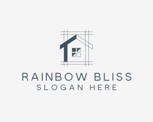 Minimalist House Blueprint logo design