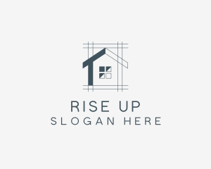 Minimalist House Blueprint logo design