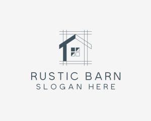 Minimalist House Blueprint logo design