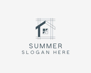 Minimalist House Blueprint logo design