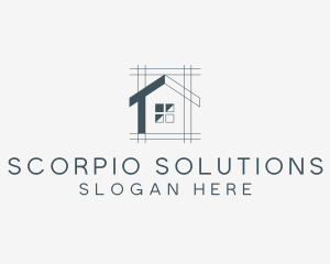 Minimalist House Blueprint logo design