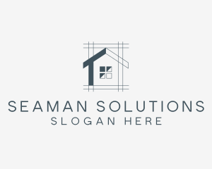 Minimalist House Blueprint logo design