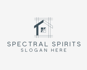 Minimalist House Blueprint logo design