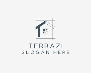 Minimalist House Blueprint logo design