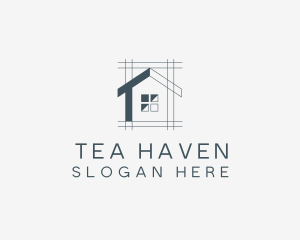 Minimalist House Blueprint logo design