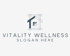 Minimalist House Blueprint logo design