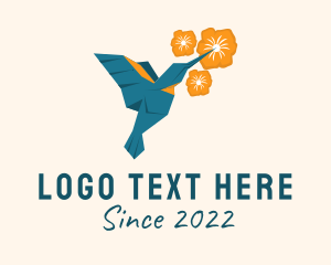 Papercraft - Humming Bird Origami logo design