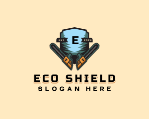 Chainsaw Forestry Shield logo design