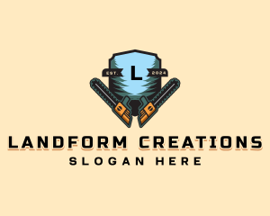 Chainsaw Forestry Shield logo design