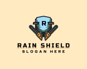 Chainsaw Forestry Shield logo design