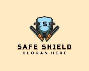 Chainsaw Forestry Shield logo design