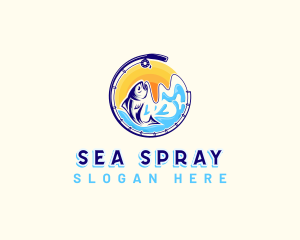 Aqua Fishing Sea logo design