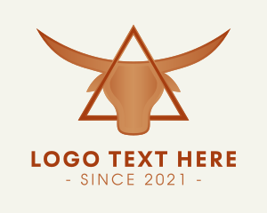 Charging Bull - Triangle Bull Horns logo design