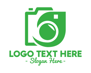 Cameraman - Leaf Camera Outline logo design