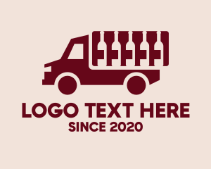 Wine Bottle - Wine Delivery Truck logo design