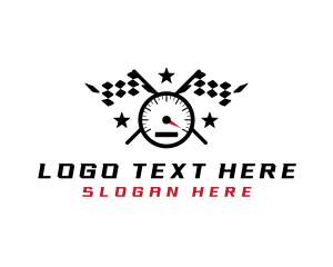 Gokart - Racing Flag Speedometer logo design