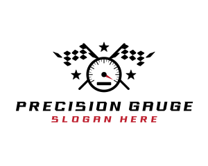 Gauge - Racing Flag Speedometer logo design