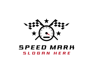 Racing Flag Speedometer logo design