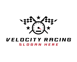 Racing Flag Speedometer logo design